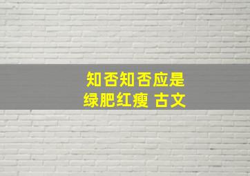 知否知否应是绿肥红瘦 古文